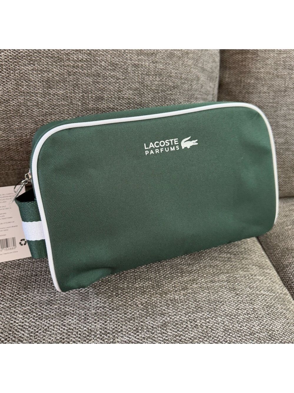 Lacoste Parfums Men's Toiletry Pouch Green Medium Authentic - Picture 4 of 14